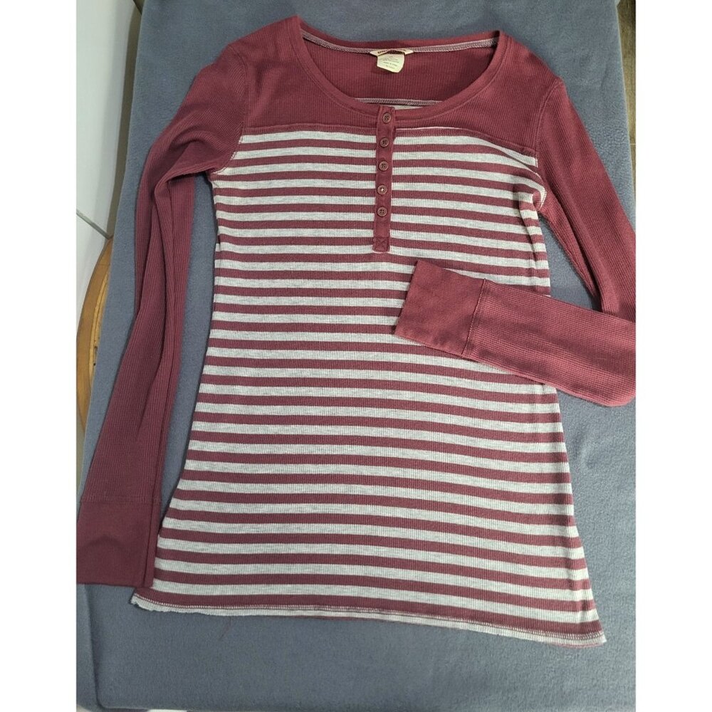 UNION BAY y2k Junior Women's XL Long Sleeve Striped Henley Skater Grunge Shirt